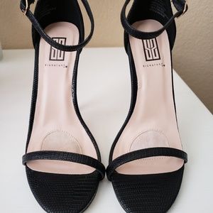 Black open toe heels